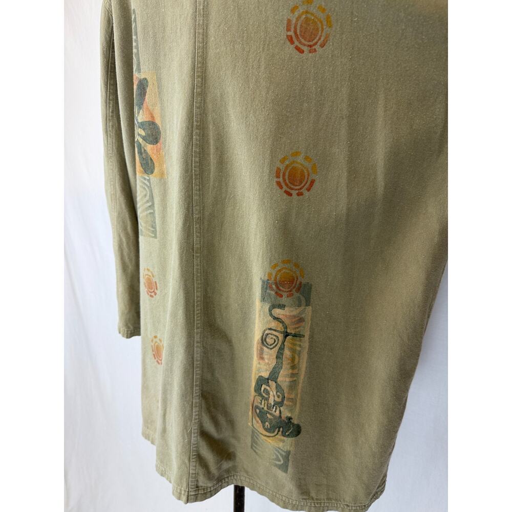 90's Vintage BLUE FISH Green Cotton Jacket MADE USA OS #0175 - Picture 15 of 16